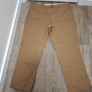 Lands End Womens 20W Fit 3 Trouser Leg Pants In Tan Button and Zipper Closure